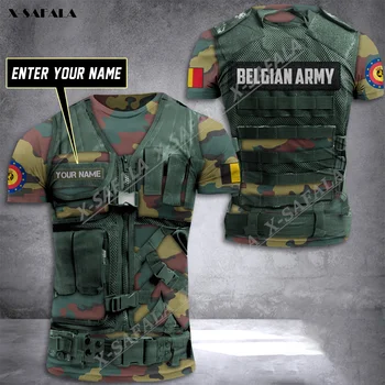 Камуфляжный флаг войник-ветеран на Белгийската армия, подарък за cosplay, висококачествена тениска от млечно влакно с 3D принтом, мъжки ежедневни блузи с кръгло деколте