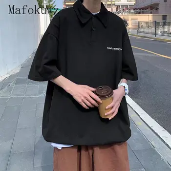 Японската тениска Mafokuwz Harajuku с къс ръкав, мъжки модни градинска облекло, Безплатна Ежедневна Риза с Ревери, Лятна тенденция Красива тениска