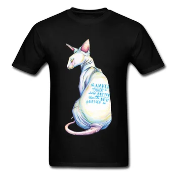 Тениска The Naked Truth, Мъжки 3D тениска, Тениска с Котка Сфинксом, Канадски Безволосые Блузи, тениски с Принтом, Памучен Черни Дрехи, Уникален Стил
