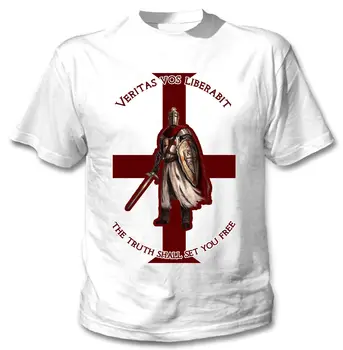 Нова Мода Забавна тениска Knight Templar The Truth Shall, Мъжки Памучен Тениска с Къс ръкав в стил Хип-Хоп, Тениски, Потници Harajuku
