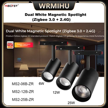 Магнитен прожектор Miboxer DC48V Dual Whte (Zigbee 3,0 + 2,4 G RF) Smart SASHA 6W 12W 25W с водещата релса За фоново осветление