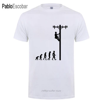 Тениска Evolution Of Lineman, забавен подарък за рожден ден, за мъжете-електротехници, татко, баща, съпруг, памучен тениска с къс ръкав и кръгло деколте