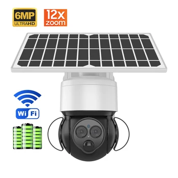6MP 4G WiFi Слънчева Камера за Наблюдение Слънчева Външна WiFi Камера за Наблюдение 4G Канче, Наклон, Вид на 360 °, Прожектор, Поддръжка на Нощно Виждане