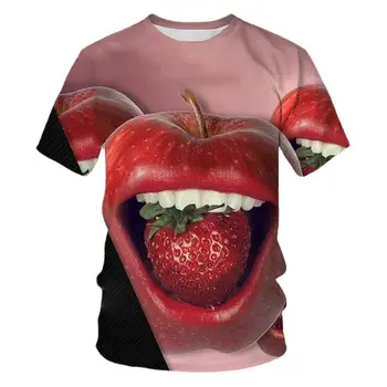 Мъжки и дамски риза в стил Плодов хип-хоп, Ягоди, Новост, 3D HD Цифров печат на Двойки, къс ръкав, благородна Риза