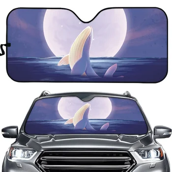 Авто сенника на предното стъкло с хубав принтом делфин, летен козирка за универсални автомобили, аксесоари за интериора на джипа
