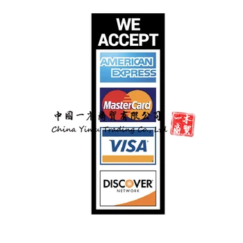 Ние приемаме плащане с кредитни карти, указателни табели, бизнес-прозорец винетка, витрини на магазини Visa