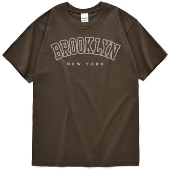 Тениска с принтом Бруклин, Ню Йорк, САЩ, тениска с кръгло деколте в стил харадзюку, дишащи върхове с азбука, градинска мода, мъжки къси тениски