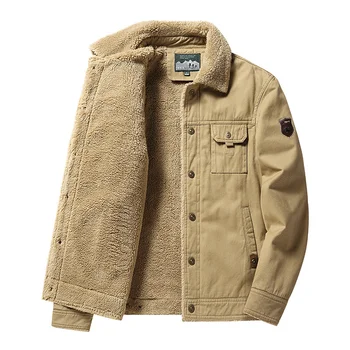 Мъжки зимни палта с вълнена подплата, по-дебели топли зимни якета са с добро качество, мъжки ежедневни памучни якета, Връхни дрехи, зимни палта, Размер 6XL