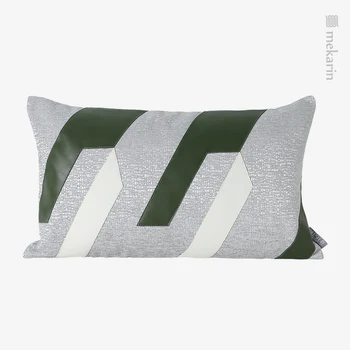 Луксозен модел в скандинавски стил, възглавници за дивана, маслинено-зелено, сребристо-сив цвят, текстура линии, възглавница за кръста, възглавница за всекидневната, възглавница за спални