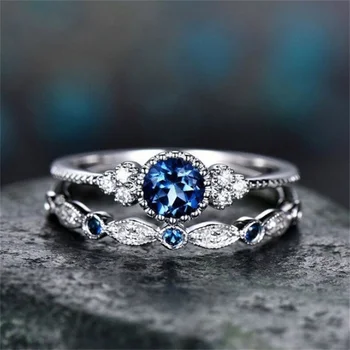 Модни Дамски пръстени, инкрустирани с кристални пръстени, Годежни пръстени, за булката, подаръци за годишнината, Свети Валентин, Аксесоари