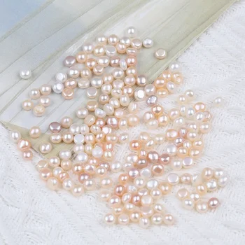 4,5-5 мм, плоски пуговица, свободни мъниста от естествен бяло, розово, лилаво перли, бижута аксесоар 