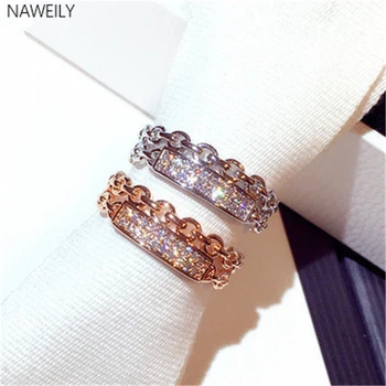 Дамски бижута, Пръстени с кристали за жени на златния и сребърния цветове, отворен пръстен, нови сватбени халки за годеж, прекрасен подарък NWLR159