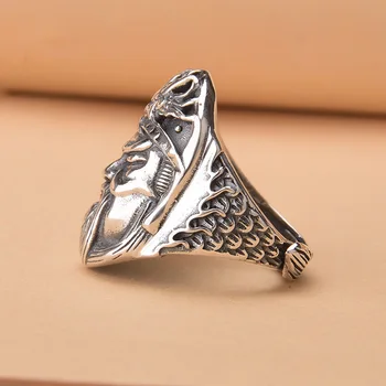 Тайское сребърен пръстен На Гонг в ретро стил, арогантен класически тенденция, универсални персонални мъжки ретро-винтидж бижута
