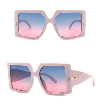 2022 Реколта розови големи квадратни слънчеви очила, Дамски черни големи слънчеви очила, дамски ретро нюанси, градиентные очила с големи Рамки