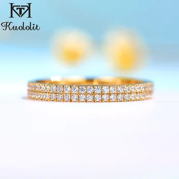 Kuololit Lab Диаманти Bubble Ring 18K 10K, 14K Златен Пръстен за Жени С Двойно диамантен пръстен D/VVS, Подходящ Обручальному Пръстена Eternity