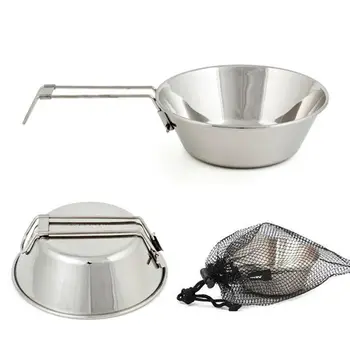 Сгъваема купа от неръждаема стомана Контейнер за храна, Походный инструмент за готвене, градинска посуда, Сгъваема купа, градинска посуда