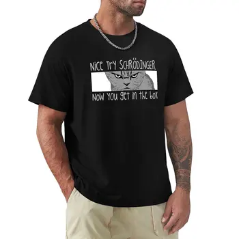 Тениска с изображение на котка на Шрьодингер, забавна квантовата физика, науката, аниме, тениски по поръчка, мъжка тениска с изображение