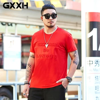 GXXH 2022 Лятна тениска с къси ръкави и 3D Релефни букви на Голям размер, Мъжки Свободна Тениска 5 цвята, Връхни дрехи xxxxxl 6XL 7XL