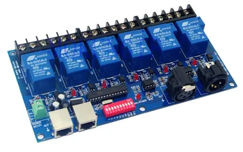 3шт 6-канален реле dmx512 Контролер rj-45 plug XLR 6-цифрен превключващ ключ (макс 30A) DMX512 декодер за led лента WS-DMX-RELAY-6CH-30A