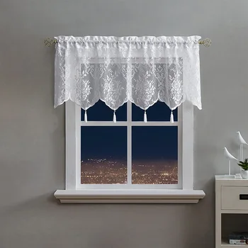 Къса завеса на прозореца, кухненска престилка, дантела и вълна, бели пискюли, тюли за прозорци, малка завеса за декор врати, стаите
