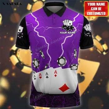 Покер Череп Подарък на папата 3D Пълна печат, вентилационна (противовакуумна) канална яка на мъжка риза Поло с къс Ръкав, градинска дрехи, ежедневни тениска, бизнес парти, Спорт