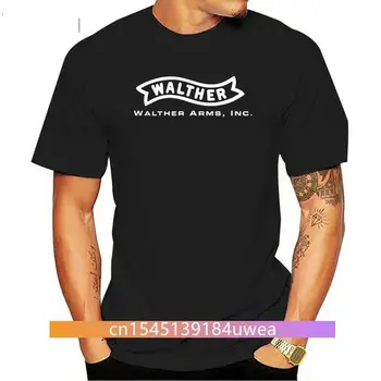 Нова мъжки удобен памучен тениска Валтер Firearms 2 черен цвят