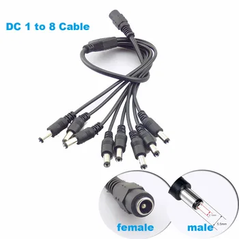 Кабел захранване dc от 1 до 8 газа мощност, въртящ се кабел-адаптер за камери за видеонаблюдение от жените, до мъже 5.5 mm x 2,1 мм