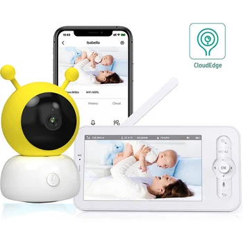 5-Инчов Безжичен следи бебето Babyphone Камера за Сигурност Bebe Nanny VOX HD Нощно Виждане PTZ Колыбельные Температура Влажност