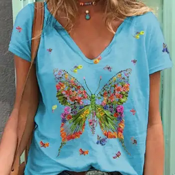 Женска тениска с гладка пеперуда за дома, ризи, дамски тениски с гладка пеперуда за дома