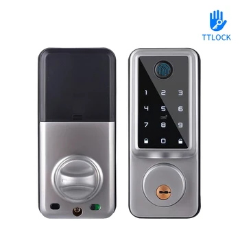 TTlock Smart APP Fingerprint Password IC Card US Болт Автоматично се Затвори, Моторници Заключване с Механичен Ключ Черен / Сребрист