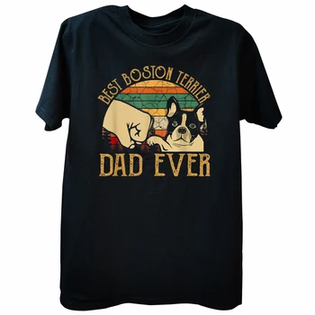 Забавни ретро Реколта тениски за по-добро татко Бостън териер на Деня на бащата, памучен градинска дрехи, ризи с къси ръкави, подаръци за рожден ден