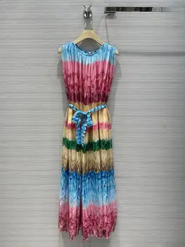 Ново коприна на роклята сезон пролет-лято 2023 с градиентным принтом 0426