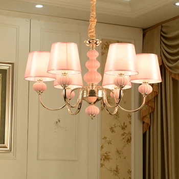 Европейската кристален лампа-свещ, окачване като на принцеса, розова детска романтична сватбена стая, led осветление, полилеи за ресторант