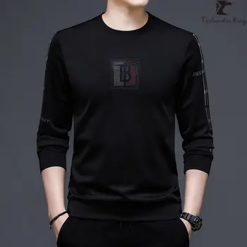 Мъжка тениска в корейски стил, с кръгло деколте и принтом големи букви, модерен пуловер, градинска дрехи, блузи