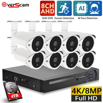 Devoccvo 8MP Комплект за Видеонаблюдение 4K HD DVR Система за Видеонаблюдение За Дома за Сигурност, 8.0 MP Външна AHD Помещение Комплект за Видеонаблюдение P2P