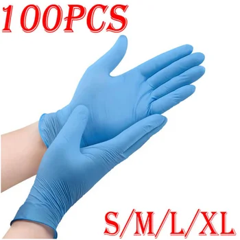 50-100ШТ Сини нитриловых ръкавици, непромокаеми хранителни черни ръкавици за домашна кухня, Лабораторни ръкавици за почистване, Готвене, Ръкавици за ремонт на автомобили