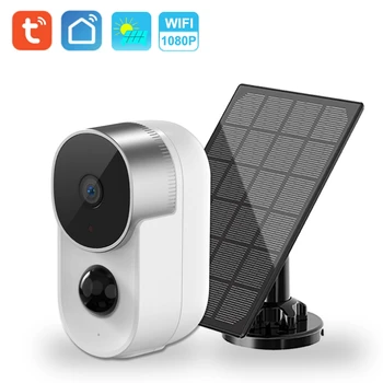 IP камера за видеонаблюдение на Hristo Външна 1080 P 10000 ма Слънчевата батерия за нощно Виждане AI Smart Motion Dection Домашна камера за Сигурност