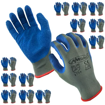 24 бр./12 чифта предпазни работни ръкавици с латексово покритие, памучни ръкавици, за градинарство, строителната промишленост