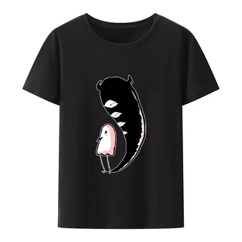 Японската Аниме Тениска Punpun Oyasumi Punpun Modal, Скъпа Дамски тениски с Анимационни Черно-Бял Принтом, Мъжки Ежедневни Тениска с Къс Ръкав
