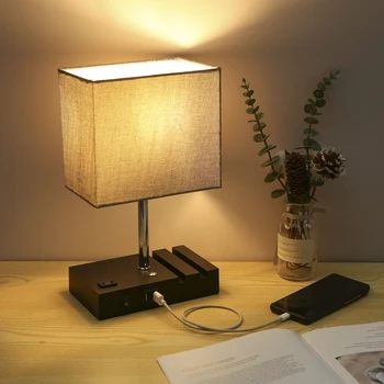 Настолна лампа USB, декоративна настолна лампа за съвременно изкуство, настолна лампа за дневна, кабинет, офис, Нощно шкафче с регулируема яркост (крушка в комплект)