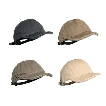 Реколта памучен бейзболна шапка с къси полета за мъже и жени, шапка за татко, Регулируеми нископрофилни шапки в стил шофьор на камион, шапка за татко възстановяване на предишното положение
