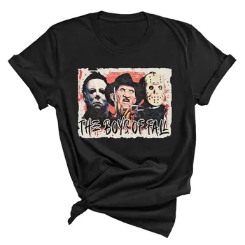 Есенна тениска за момчета, дрехи от филм на ужасите за Хелоуин, блузи, тениски, Camiseta Camiseta