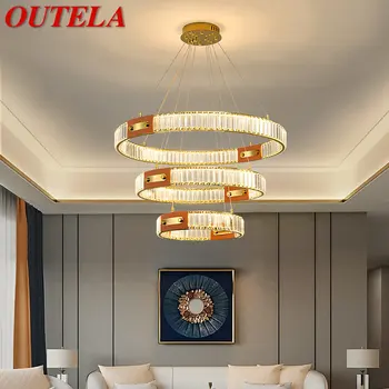 OUTELA Nordic Кристална Окачен Лампа Led Съвременен Творчески Околовръстен Лампа Луксозен Полилей За Хол, Трапезария, Интериор на Вили