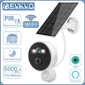 EVKVO 5MP Външна WiFi Камера Водоустойчива PIR Motion Безжична Камера 6000 mah Акумулаторна Защита IP Smart Camera