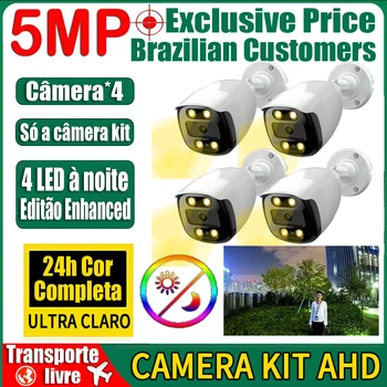 4CH 5.0 MP 24 Пълноцветен Камера за Нощно Виждане за ВИДЕОНАБЛЮДЕНИЕ AHD Комплект Камера 4MP HD Външен Водоустойчив Външен Светлинен Монитор Система за Сигурност