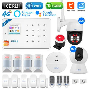 KERUI Gsm аларма, централно, аларма 4G, приложение Smart Life, удобен за домашни любимци, сензор за движение, Детектор, Комплект за дистанционно управление
