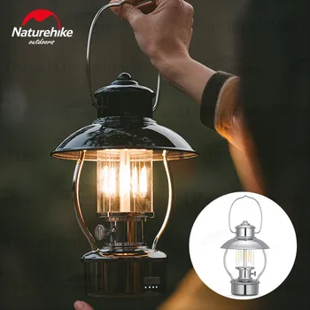 Naturehike 3,6 W Лампа за Къмпинг, Градинска Преносима Ретро Led Лампа, Окачена Стил IPX4 водоустойчив Ръчен лампа, черен/сребрист