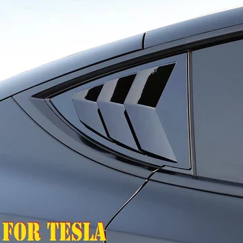 2 бр., покриване на щорите на задния прозорец на автомобила, етикети, изработени от въглеродни влакна, треугольное украса за Tesla Model 3 Y, модифицирани аксесоари