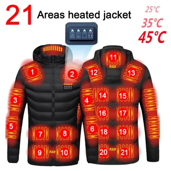 Мъжко яке с подгряване в 21 зона за мъже, якета с електрически отопляеми от USB, топли зимни спортни якета на открито, топло палто, парк, топло палто