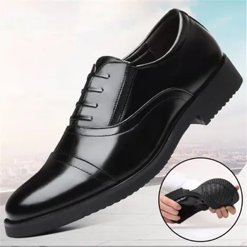 Мъжки модел обувки, мъжки есенните сватбени модерен офис обувки от естествена кожа с високо качество, удобни за бизнес мъжки официалната обувки, мъжки обувки